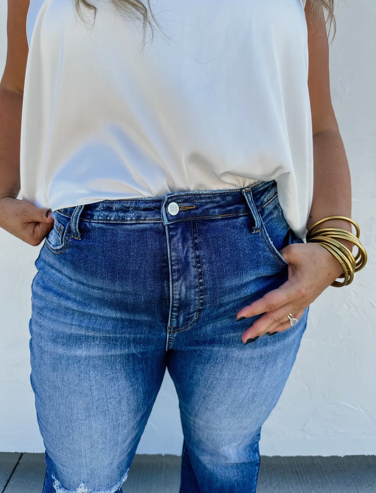 DIESEL MED WASH SPLIT HEM JEANS