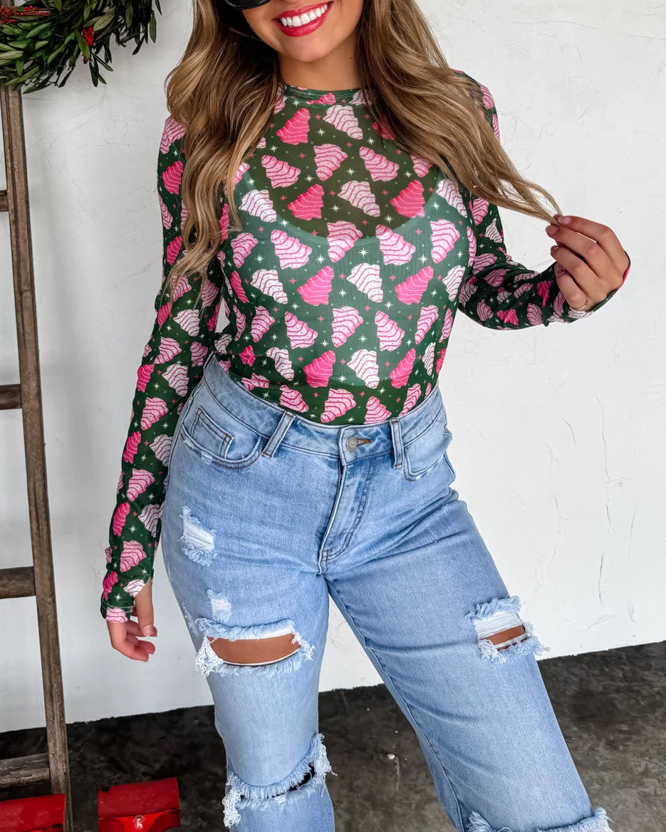 Tree Cakes CHRISTMAS DRESS IT UP MESH TOPS