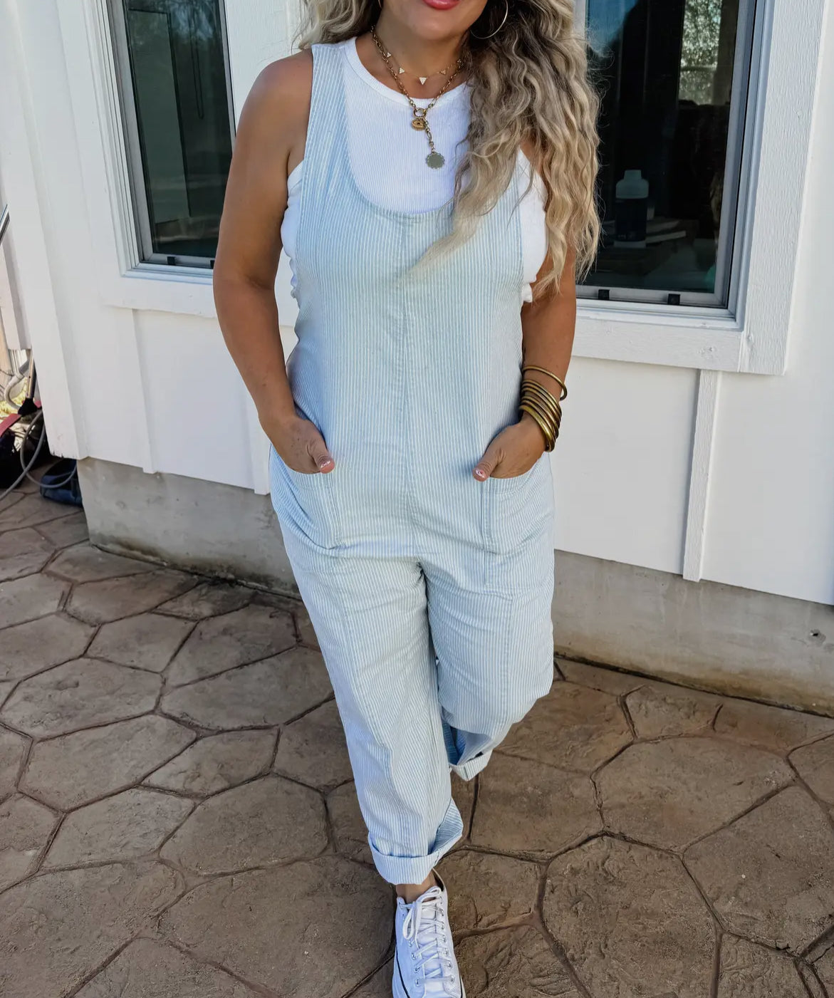 STRIPE BRITTE ROMPER OVERALLS