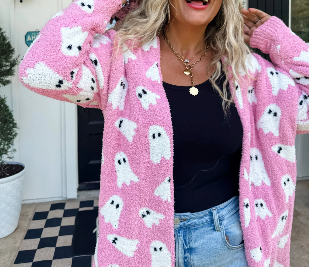 PINK HALLOWEEN CLOUD CARDIGAN