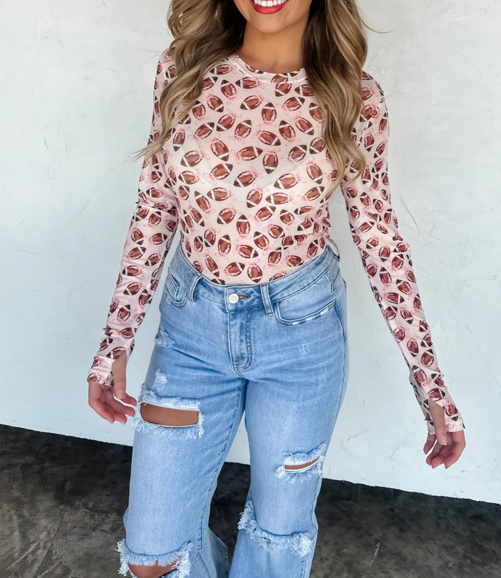 FOOTBALL DRESS IT UP MESH TOP