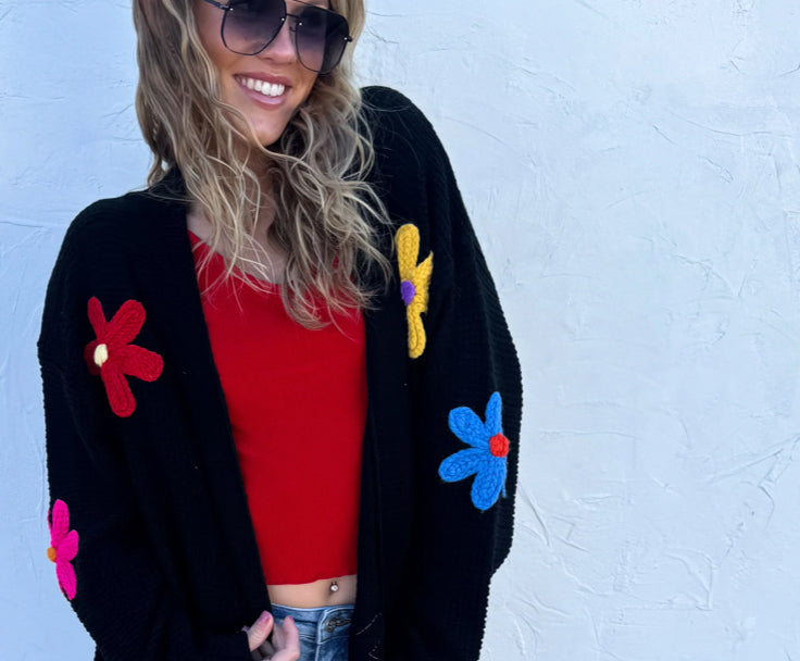 HARMONY FLOWER KNIT CARDIGAN