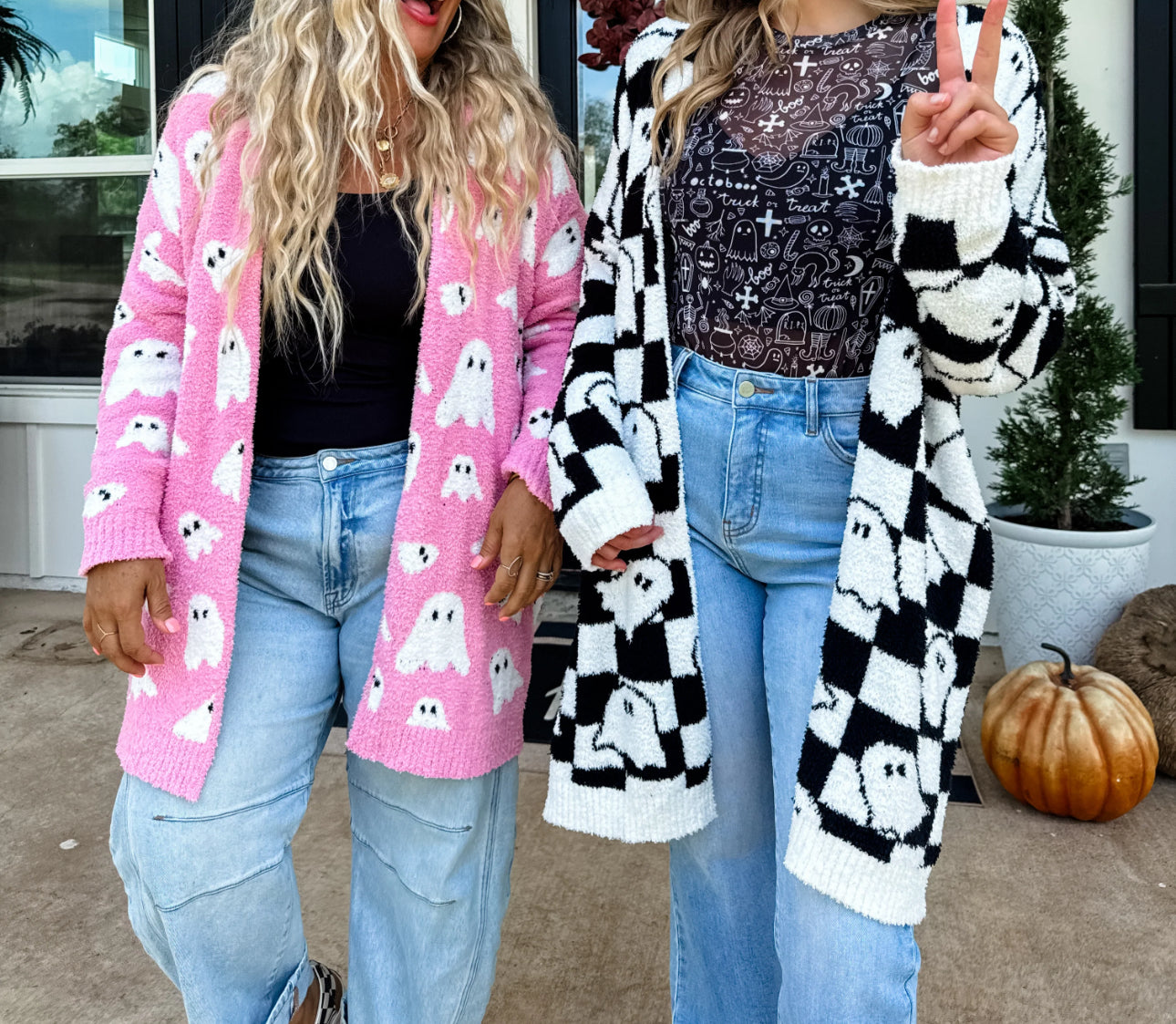 BLACK & WHITE CHECKER HALLOWEEN CLOUD CARDIGAN