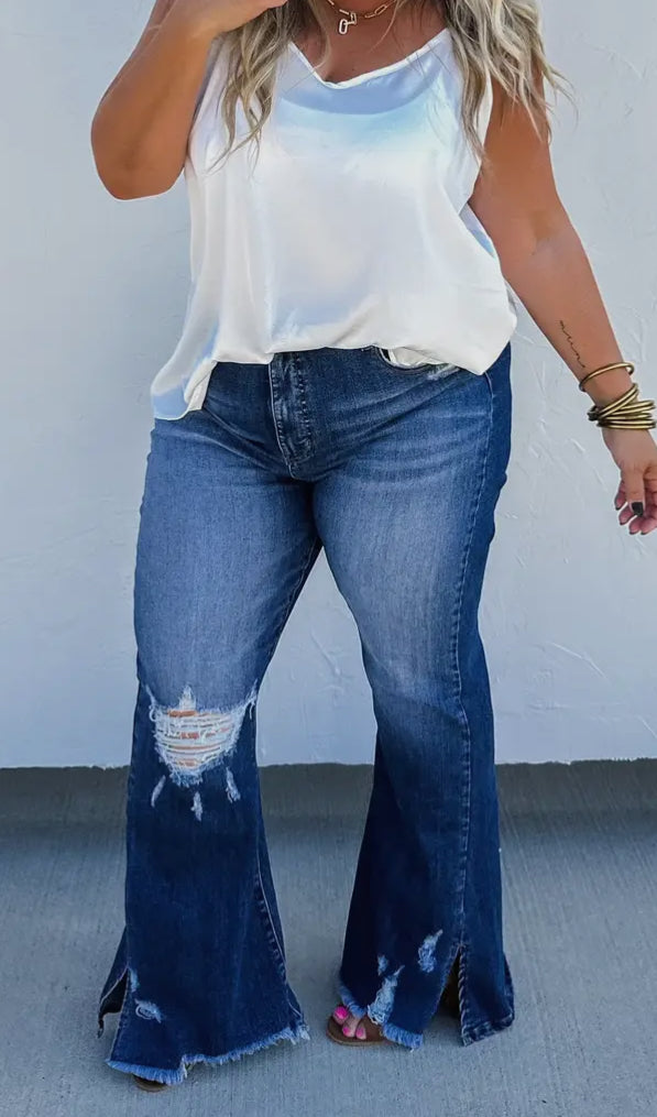 DIESEL MED WASH SPLIT HEM JEANS