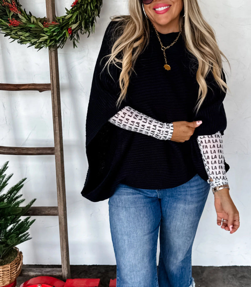 Black CHRISTMAS MEG PULLOVER PONCHO