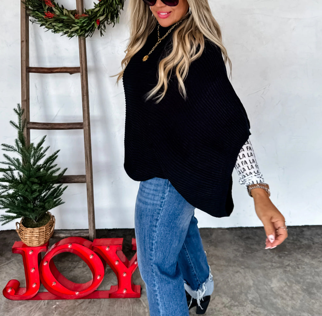 Black CHRISTMAS MEG PULLOVER PONCHO